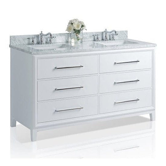 Ancerre Ellie Bathroom Vanity with Sink and Carrara White Marble Top Cabinet Set - VTS-ELLIE-42-W-CW - ShopHubDepot