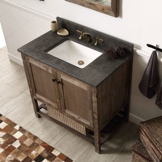 Legion Furniture 36 Inch Solid Wood Vanity in Brown with Moon Stone Top | WH5136-BR - ShopHubDepot