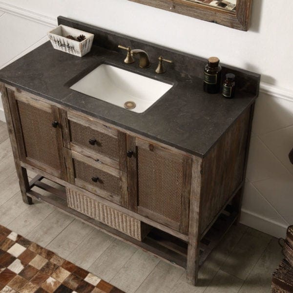 Legion Furniture 48 Inch Solid Wood Vanity in Brown with Moon Stone Top | WH5148-BR - ShopHubDepot