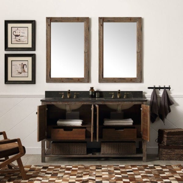 Legion Furniture 60 Inch Solid Wood Vanity in Brown with Moon Stone Top | WH5160-BR - ShopHubDepot