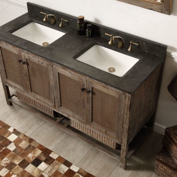 Legion Furniture 60 Inch Solid Wood Vanity in Brown with Moon Stone Top | WH5160-BR - ShopHubDepot