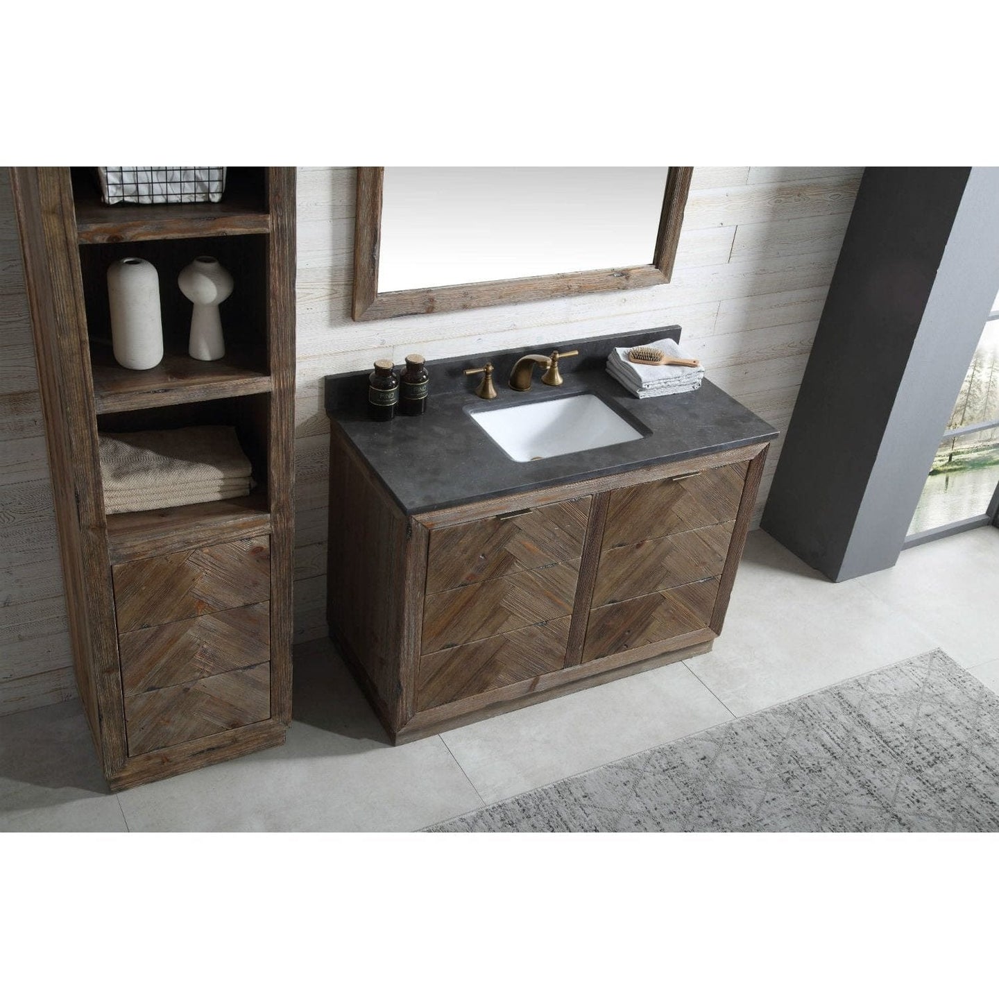 Legion Furniture WH8548 48 Inch Wood Vanity in Brown with Marble WH5148 Top, No Faucet - ShopHubDepot