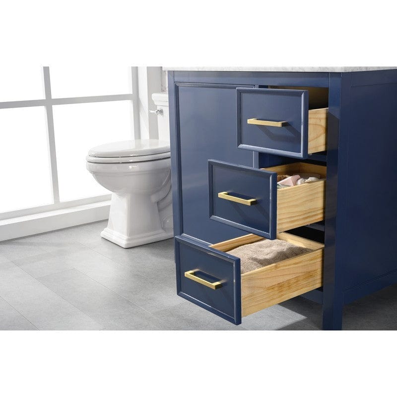 Legion Furniture WLF2136-B 36 Inch Blue Finish Sink Vanity Cabinet with Carrara White Top - ShopHubDepot