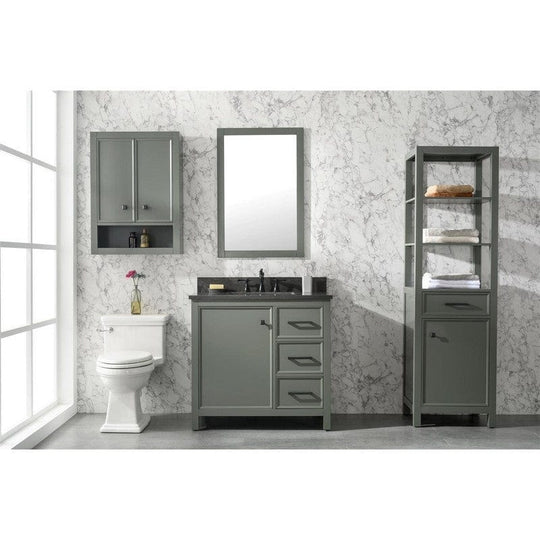 Legion Furniture WLF2136-PG 36 Inch Pewter Green Finish Sink Vanity Cabinet with Blue Lime Stone Top - ShopHubDepot