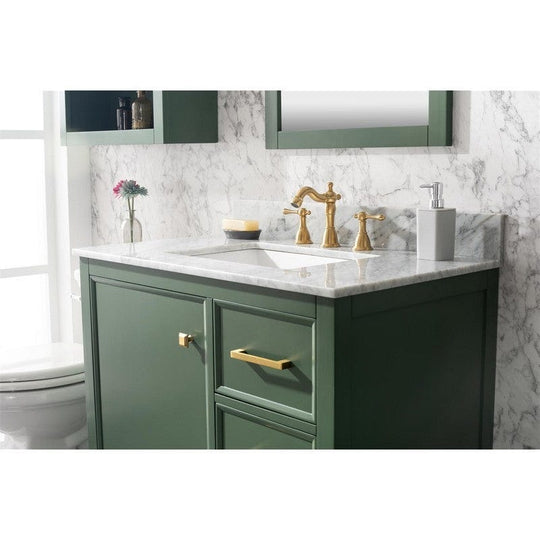 Legion Furniture WLF2136-VG 36 Inch Vogue Green Finish Sink Vanity Cabinet with Carrara White Top - ShopHubDepot