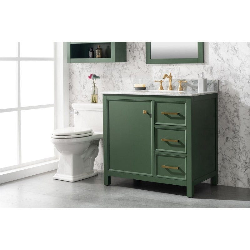 Legion Furniture WLF2136-VG 36 Inch Vogue Green Finish Sink Vanity Cabinet with Carrara White Top - ShopHubDepot