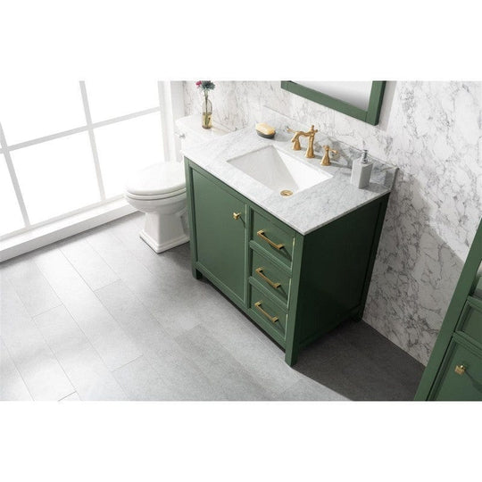 Legion Furniture WLF2136-VG 36 Inch Vogue Green Finish Sink Vanity Cabinet with Carrara White Top - ShopHubDepot