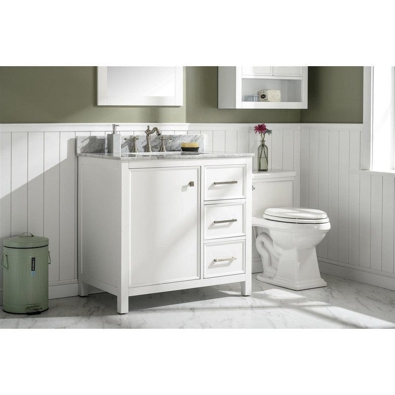 Legion Furniture WLF2136-W 36 Inch White Finish Sink Vanity Cabinet with Carrara White Top - ShopHubDepot