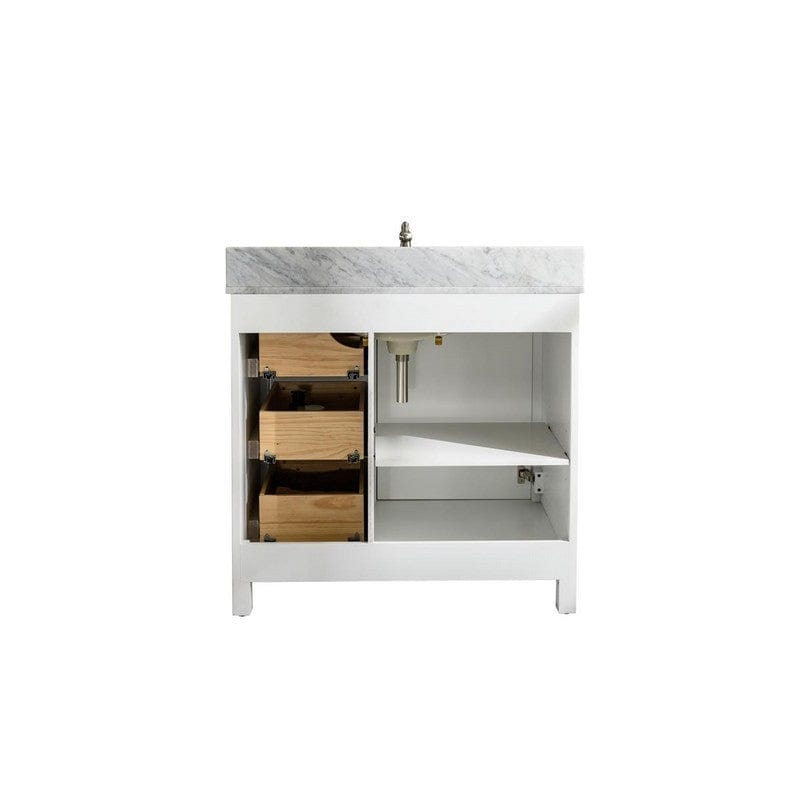 Legion Furniture WLF2136-W 36 Inch White Finish Sink Vanity Cabinet with Carrara White Top - ShopHubDepot