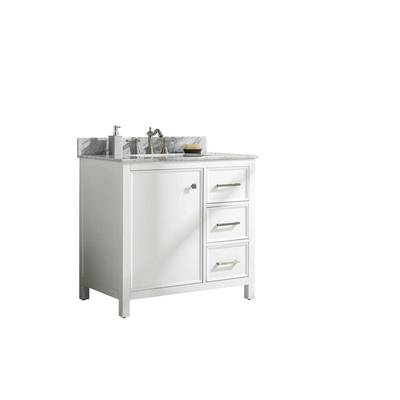 Legion Furniture WLF2136-W 36 Inch White Finish Sink Vanity Cabinet with Carrara White Top - ShopHubDepot