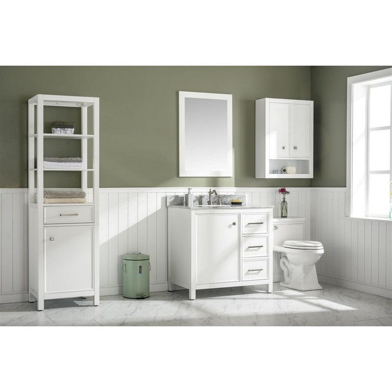 Legion Furniture WLF2136-W 36 Inch White Finish Sink Vanity Cabinet with Carrara White Top - ShopHubDepot