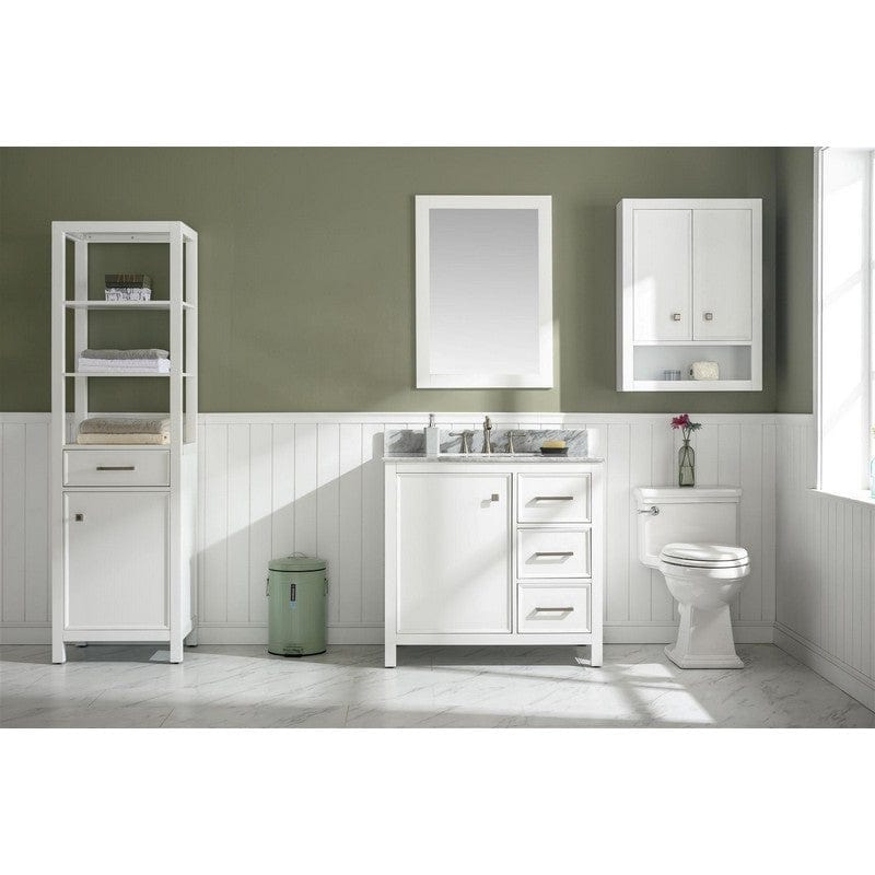 Legion Furniture WLF2136-W 36 Inch White Finish Sink Vanity Cabinet with Carrara White Top - ShopHubDepot