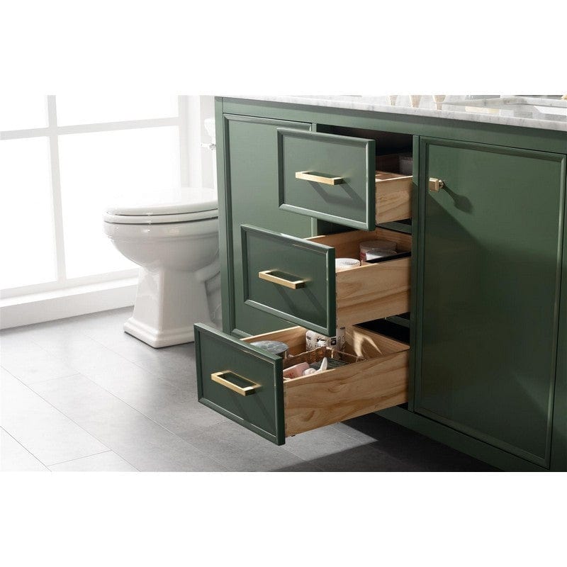 Legion Furniture WLF2154-VG 54 Inch Vogue Green Finish Double Sink Vanity Cabinet with Carrara White Top - ShopHubDepot