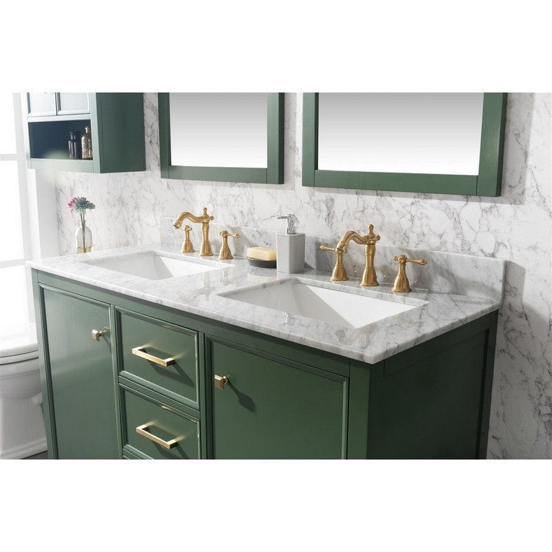 Legion Furniture WLF2154-VG 54 Inch Vogue Green Finish Double Sink Vanity Cabinet with Carrara White Top - ShopHubDepot