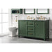 Legion Furniture WLF2154-VG 54 Inch Vogue Green Finish Double Sink Vanity Cabinet with Carrara White Top - ShopHubDepot