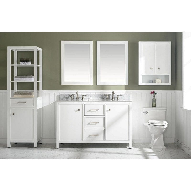 Legion Furniture WLF2154-W 54 Inch White Finish Double Sink Vanity Cabinet with Carrara White Top - ShopHubDepot