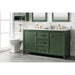 Legion Furniture WLF2160D-VG 60 Inch Vogue Green Finish Double Sink Vanity Cabinet with Carrara White Top - ShopHubDepot