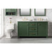 Legion Furniture WLF2160D-VG 60 Inch Vogue Green Finish Double Sink Vanity Cabinet with Carrara White Top - ShopHubDepot