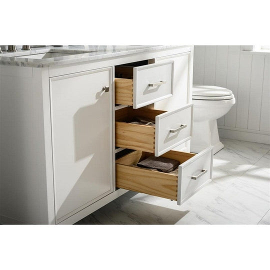 Legion Furniture WLF2160D-W 60 Inch White Finish Double Sink Vanity Cabinet with Carrara White Top - ShopHubDepot