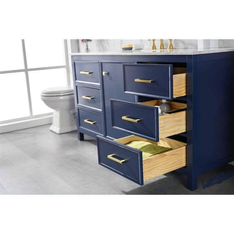 Legion Furniture WLF2160S-B 60 Inch Blue Finish Single Sink Vanity Cabinet with Carrara White Top - ShopHubDepot