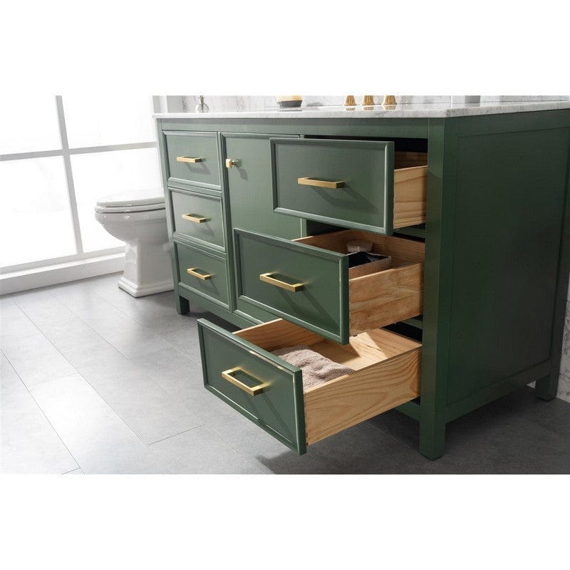 Legion Furniture WLF2160S-VG 60 Inch Vogue Green Finish Single Sink Vanity Cabinet with Carrara White Top - ShopHubDepot