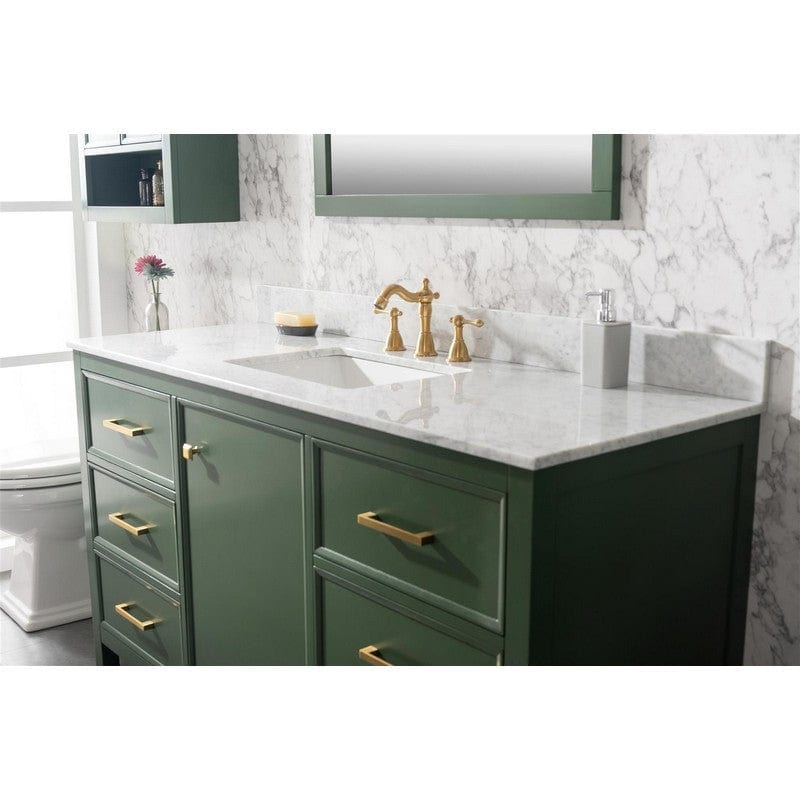 Legion Furniture WLF2160S-VG 60 Inch Vogue Green Finish Single Sink Vanity Cabinet with Carrara White Top - ShopHubDepot