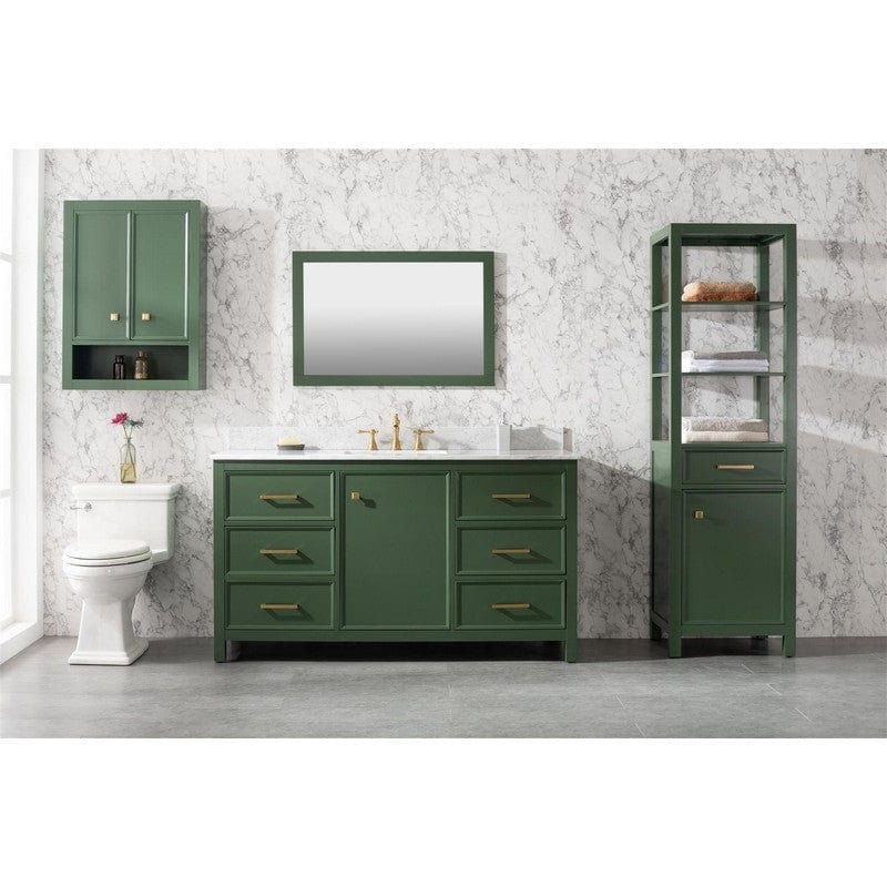 Legion Furniture WLF2160S-VG 60 Inch Vogue Green Finish Single Sink Vanity Cabinet with Carrara White Top - ShopHubDepot