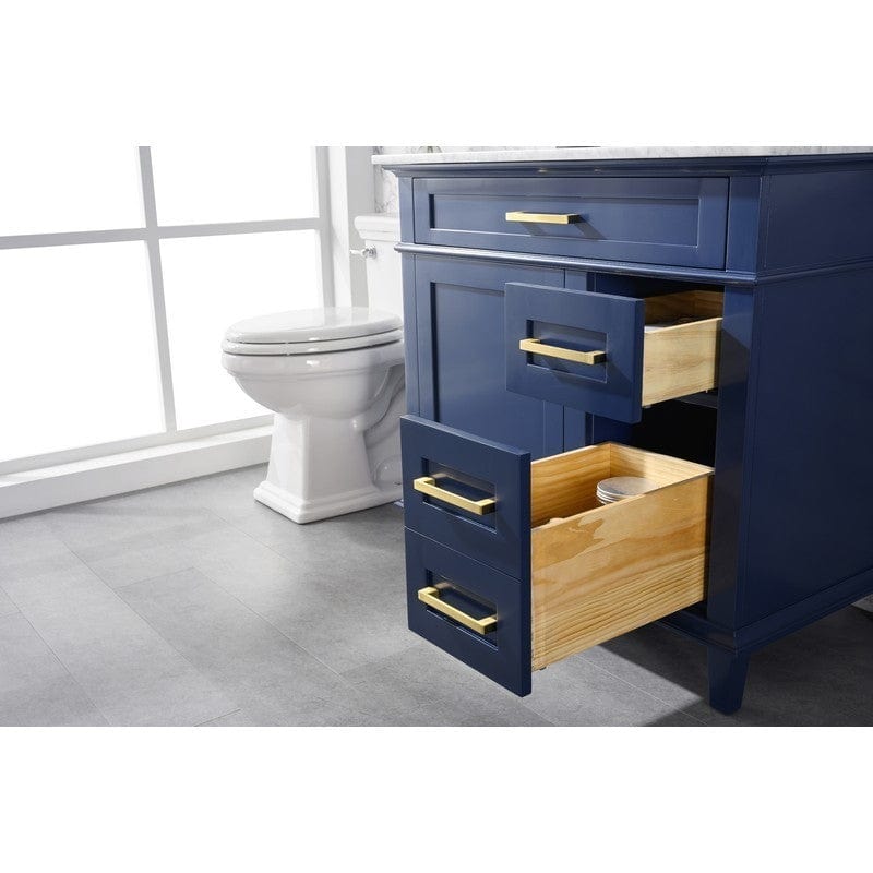 Legion Furniture WLF2236-B 36 Inch Blue Finish Sink Vanity Cabinet with Carrara White Top - ShopHubDepot