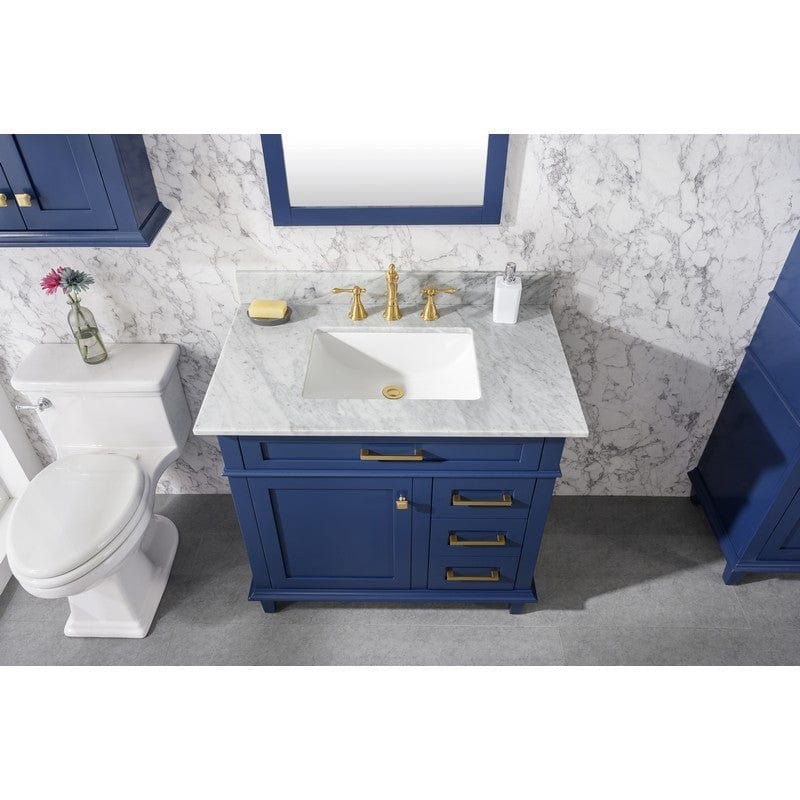 Legion Furniture WLF2236-B 36 Inch Blue Finish Sink Vanity Cabinet with Carrara White Top - ShopHubDepot