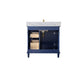 Legion Furniture WLF2236-B 36 Inch Blue Finish Sink Vanity Cabinet with Carrara White Top - ShopHubDepot