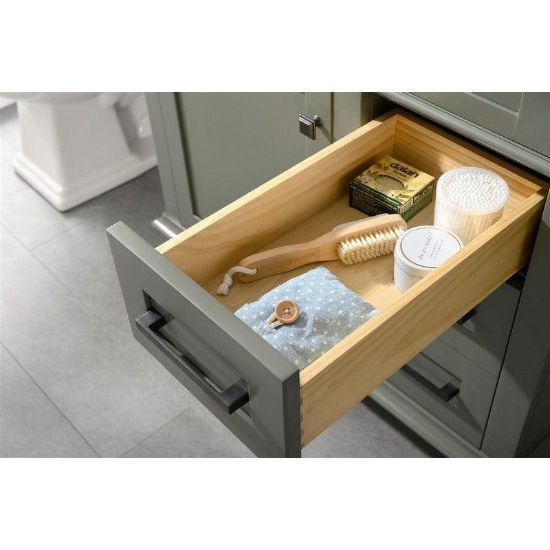 Legion Furniture WLF2236-PG 36 Inch Pewter Green Finish Sink Vanity Cabinet with Blue Lime Stone Top - ShopHubDepot