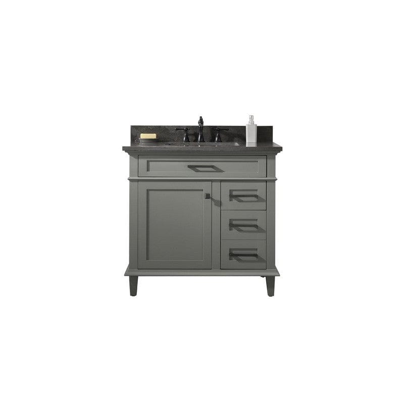 Legion Furniture WLF2236-PG 36 Inch Pewter Green Finish Sink Vanity Cabinet with Blue Lime Stone Top - ShopHubDepot