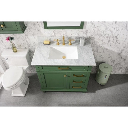 Legion Furniture WLF2236-VG 36 Inch Vogue Green Finish Sink Vanity Cabinet with Carrara White Top - ShopHubDepot