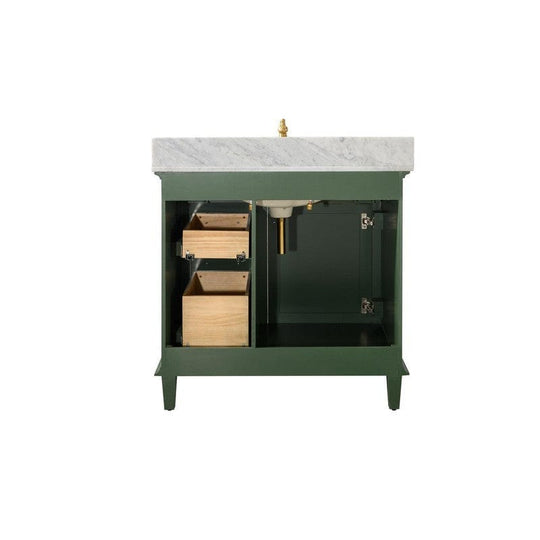 Legion Furniture WLF2236-VG 36 Inch Vogue Green Finish Sink Vanity Cabinet with Carrara White Top - ShopHubDepot