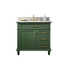 Legion Furniture WLF2236-VG 36 Inch Vogue Green Finish Sink Vanity Cabinet with Carrara White Top - ShopHubDepot