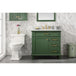 Legion Furniture WLF2236-VG 36 Inch Vogue Green Finish Sink Vanity Cabinet with Carrara White Top - ShopHubDepot