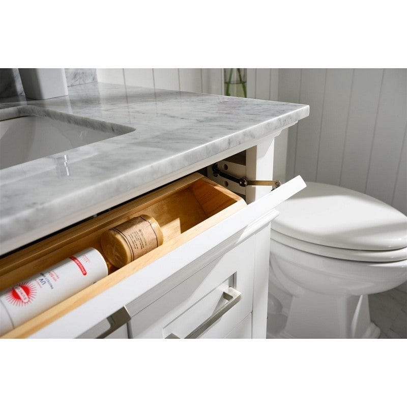 Legion Furniture WLF2236-W 36 Inch White Finish Sink Vanity Cabinet with Carrara White Top - ShopHubDepot