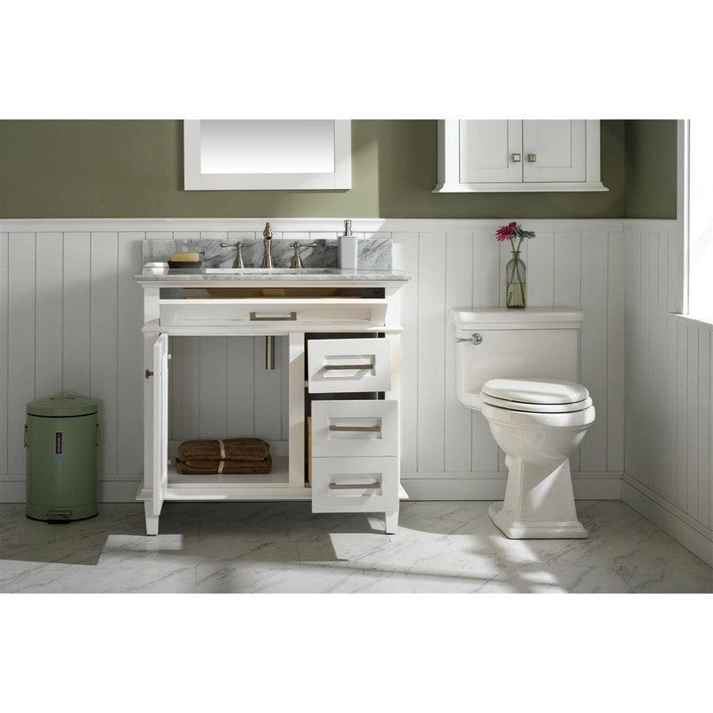 Legion Furniture WLF2236-W 36 Inch White Finish Sink Vanity Cabinet with Carrara White Top - ShopHubDepot