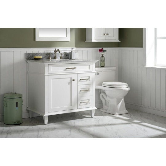 Legion Furniture WLF2236-W 36 Inch White Finish Sink Vanity Cabinet with Carrara White Top - ShopHubDepot