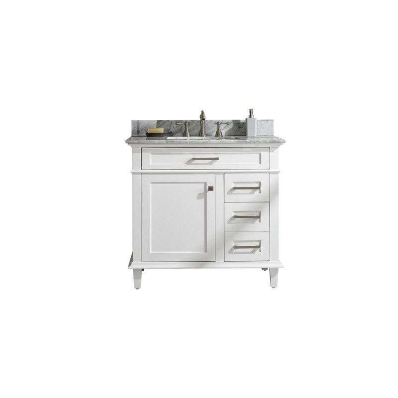 Legion Furniture WLF2236-W 36 Inch White Finish Sink Vanity Cabinet with Carrara White Top - ShopHubDepot