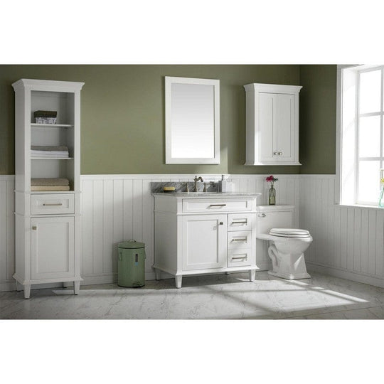 Legion Furniture WLF2236-W 36 Inch White Finish Sink Vanity Cabinet with Carrara White Top - ShopHubDepot