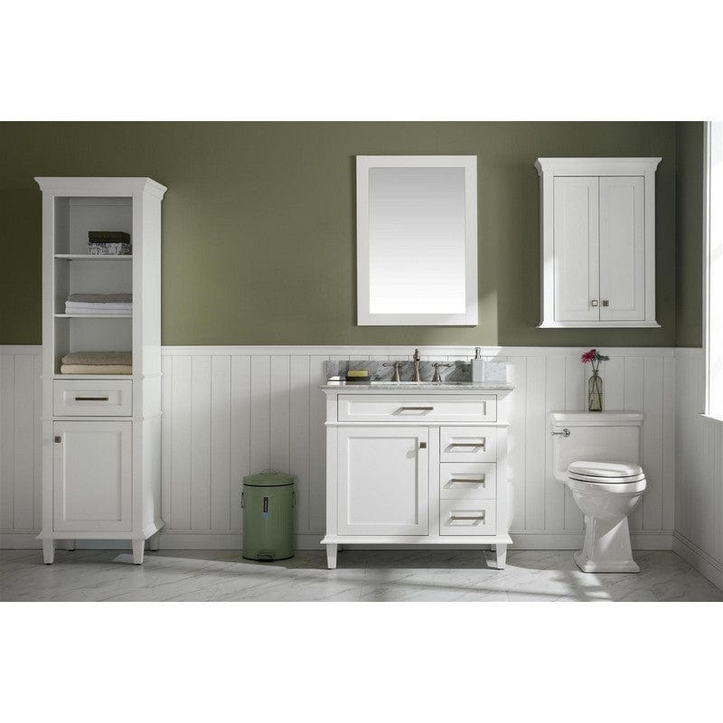 Legion Furniture WLF2236-W 36 Inch White Finish Sink Vanity Cabinet with Carrara White Top - ShopHubDepot