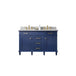 Legion Furniture WLF2254-B 54 Inch Blue Finish Double Sink Vanity Cabinet with Carrara White Top - ShopHubDepot