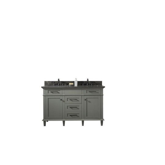 Legion Furniture WLF2254-PG 54 Inch Pewter Green Finish Double Sink Vanity Cabinet with Blue Lime Stone Top - ShopHubDepot