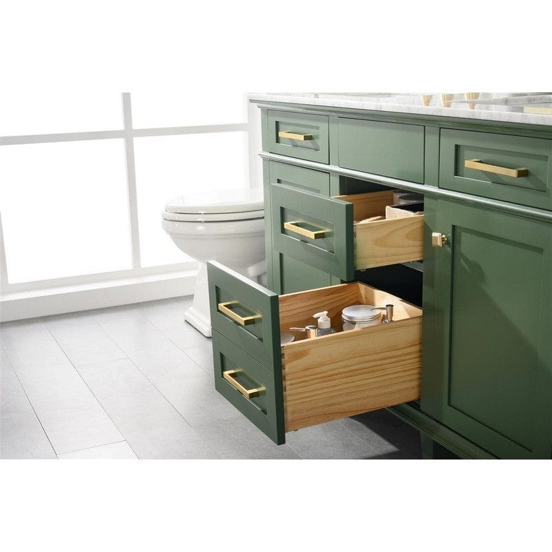 Legion Furniture WLF2254-VG 54 Inch Vogue Green Finish Double Sink Vanity Cabinet with Carrara White Top - ShopHubDepot