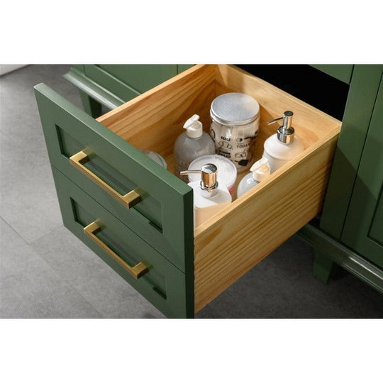 Legion Furniture WLF2254-VG 54 Inch Vogue Green Finish Double Sink Vanity Cabinet with Carrara White Top - ShopHubDepot