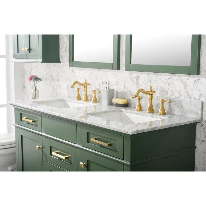 Legion Furniture WLF2254-VG 54 Inch Vogue Green Finish Double Sink Vanity Cabinet with Carrara White Top - ShopHubDepot