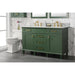 Legion Furniture WLF2254-VG 54 Inch Vogue Green Finish Double Sink Vanity Cabinet with Carrara White Top - ShopHubDepot