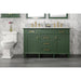 Legion Furniture WLF2254-VG 54 Inch Vogue Green Finish Double Sink Vanity Cabinet with Carrara White Top - ShopHubDepot