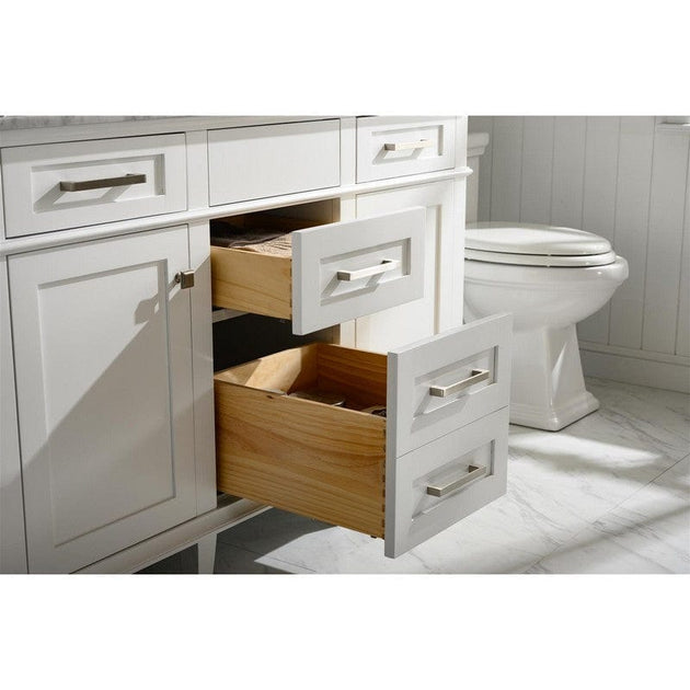 Legion Furniture WLF2254-W 54 Inch White Finish Double Sink Vanity Cabinet with Carrara White Top - ShopHubDepot